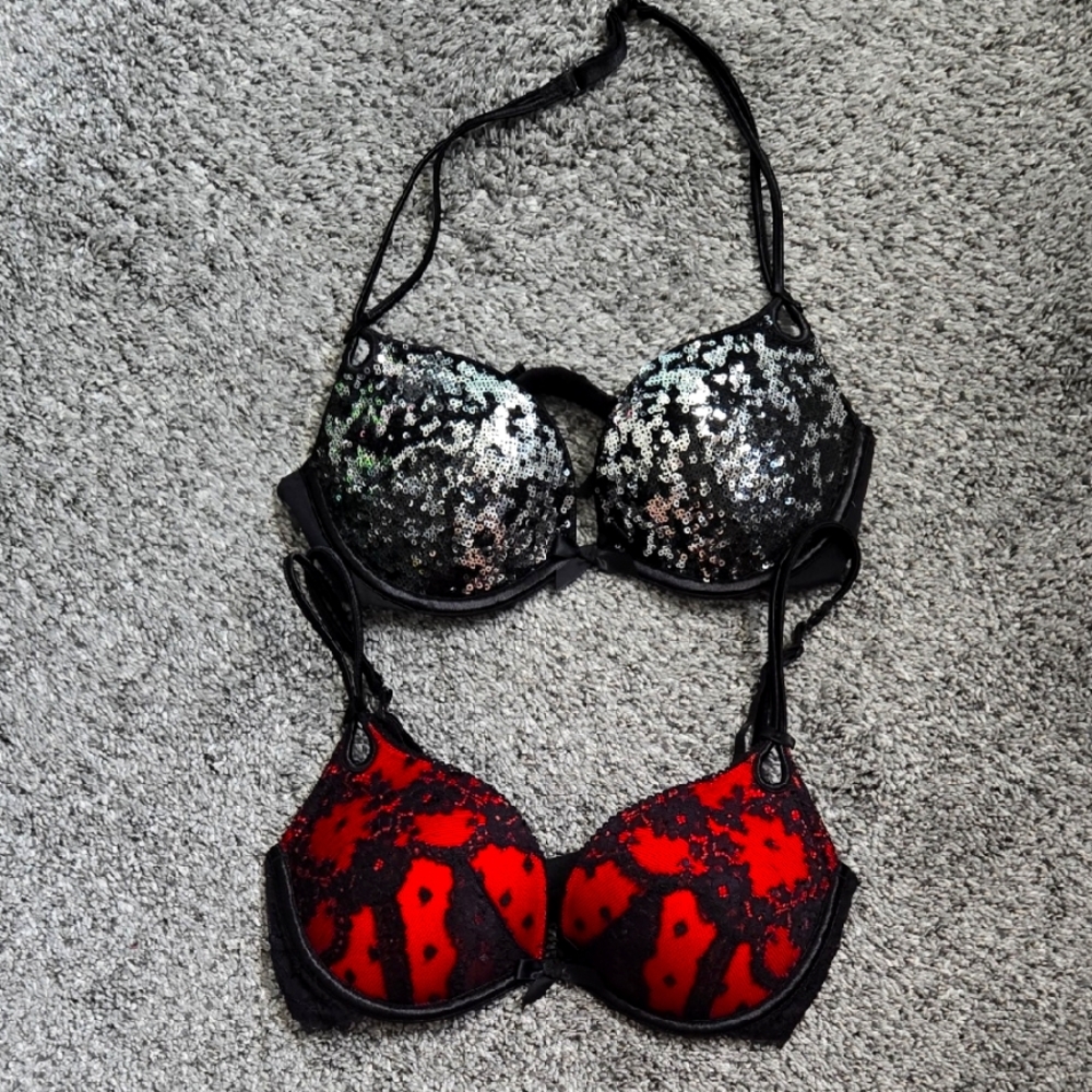 Victoria's Secret Black and Red Lace Bra Collection